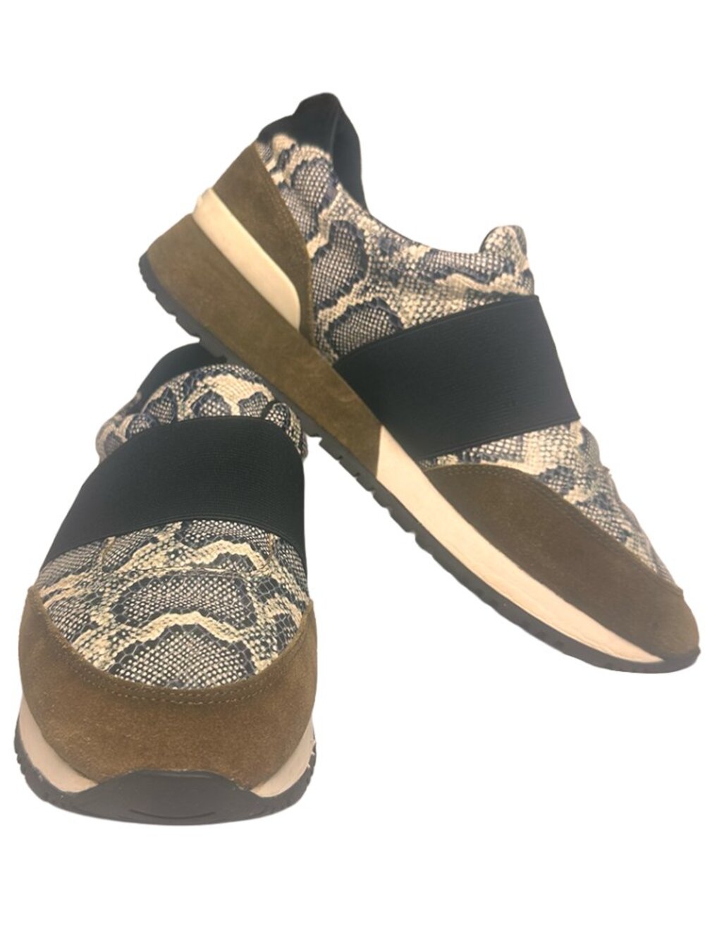 Antonio Melani Snake Print Leather Slip-On Sneakers Size 9.5M